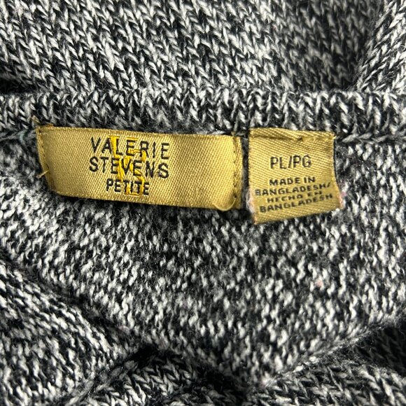 Valerie Stevens Petite Large Poncho Tunic Sweater Black White Fringe Boho - Picture 3 of 8